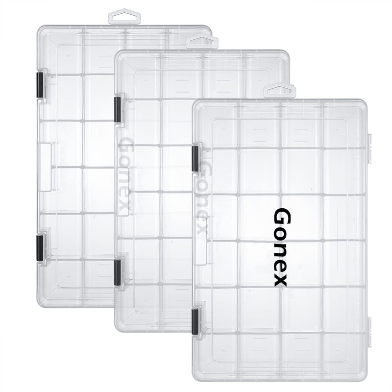 Gonex Fishing Tackle Boxes, Transparent Fish Tackle Storage with Adjustable Dividers, Plastic Box Organizer 3700 Tackle Trays, 3 Packs - Image 1